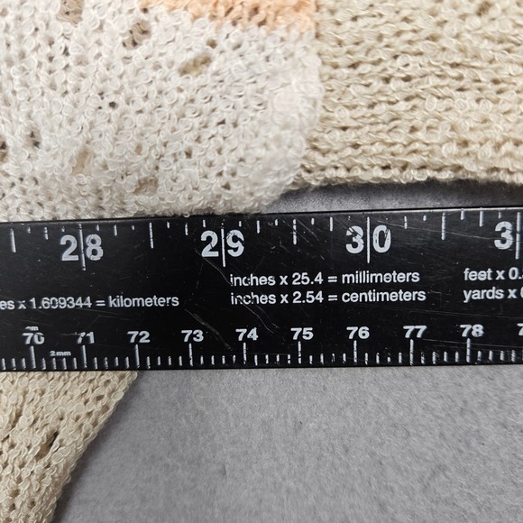 POL Chevron Knit Open Front Cardigan Sweater Beige Peach Blue Size L - Picture 4 of 6